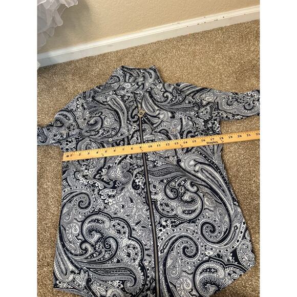 Michael Kors Bohemian Print Roll Tab Long Sleeve Paisley Zipper Front Size 6 - Picture 5 of 7